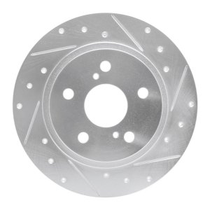 Pontiac Vibe Brake Rotor (1) - Rear Right - R1 Concepts - Drilled & Slotted - Silver - `08-`18